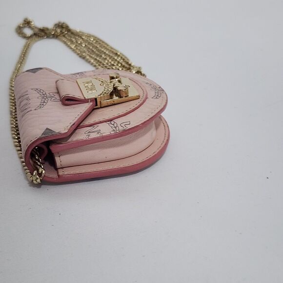 MCM Vintage Pink Visetos Mini Crossbody Chain Bag Purse Made in Korea 1990s - Picture 6 of 16